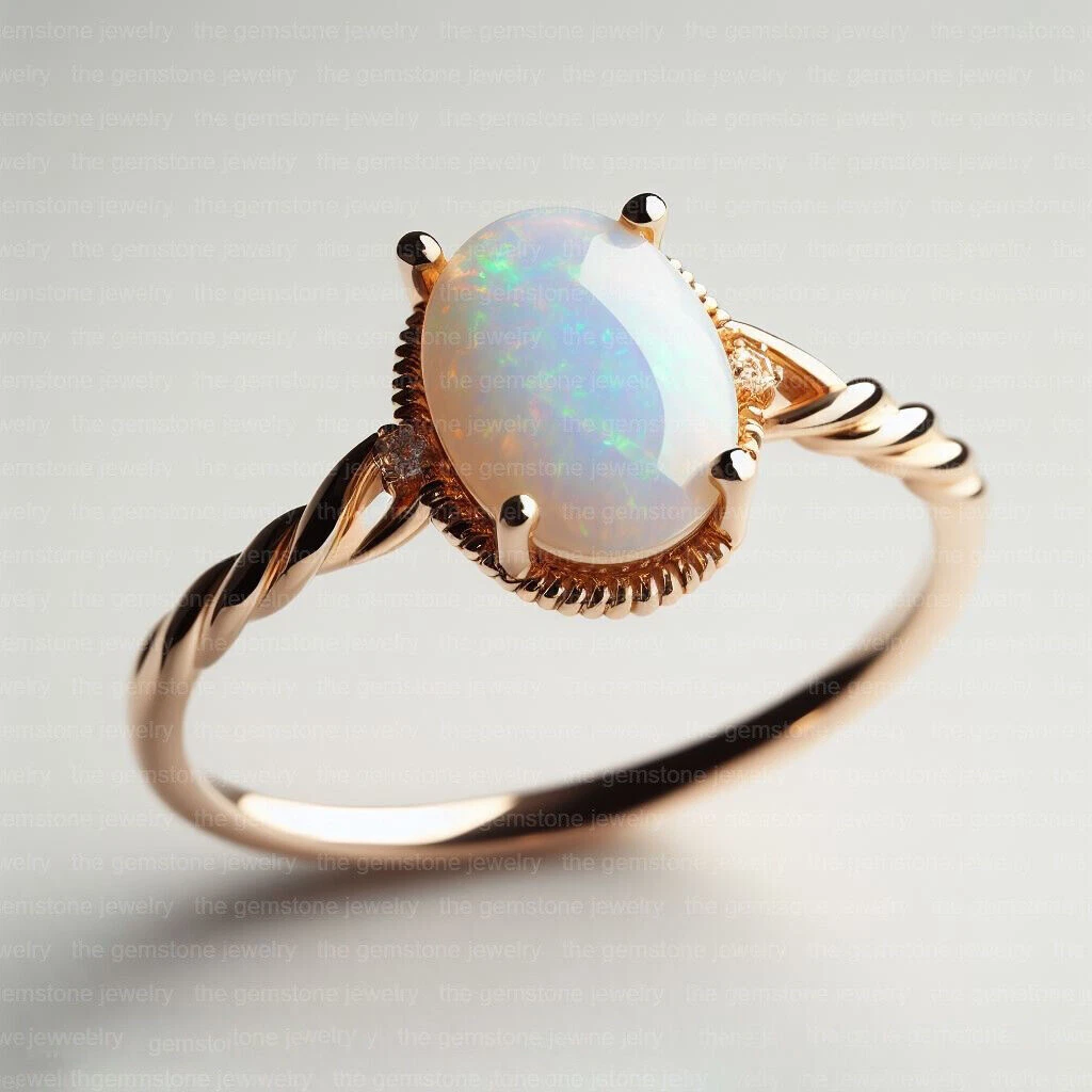 vintage genuine opal rings 14k Gold Natural Real fire Opal Ring all Size