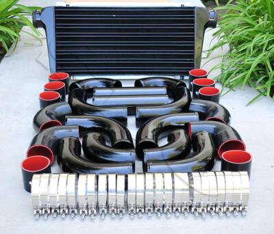 12 pcs 3'' Black Intercooler + Piping + Black Silicone Coupler + T-Bolt Clamp Kit
