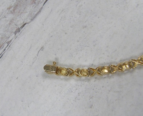 Pulsera estilo eslabón de tenis de oro amarillo 14K corte diamante Starburst XO Italia - Imagen 4 de 6