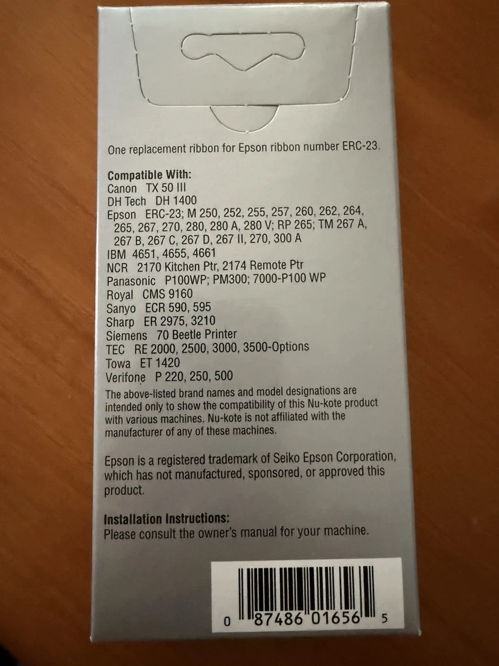 Six Nukote BR274 Replacement Ribbon For Epson Number ERC-23 Blk/Red Matrix - Image 4 of 4
