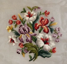 Vintage Bucilla Decorator Needlepoint Canvas Floral 27x27 Design 10x10 Preworked