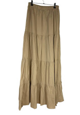 Prettylittlething Tiered Gypsy Skirt Women’s UK Size 8 High Waist Maxi Beige 