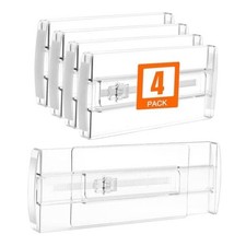 Drawer Dividers for Clothes, 4" High 10"-17" 4 Pack Clear, 4" High 10-17" Long