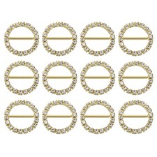 Rhinestone Ribbon Buckle, 12Pcs 15 x 21mm Crystal Ribbon Buckle, Gold, White