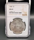 1888  Silver Morgan Dollar MS63 NGC Graded