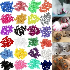 VICTHY 140pcs 14 Colors Cat Nail Caps Cat Claw Covers Cat Nail Covers with Ad...