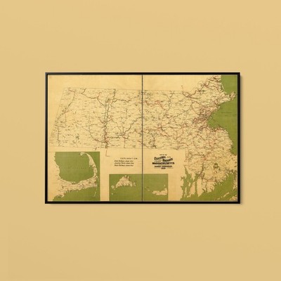 Vintage Maps - Massachusetts Electric Railways - Art Print on Paper or Canvas