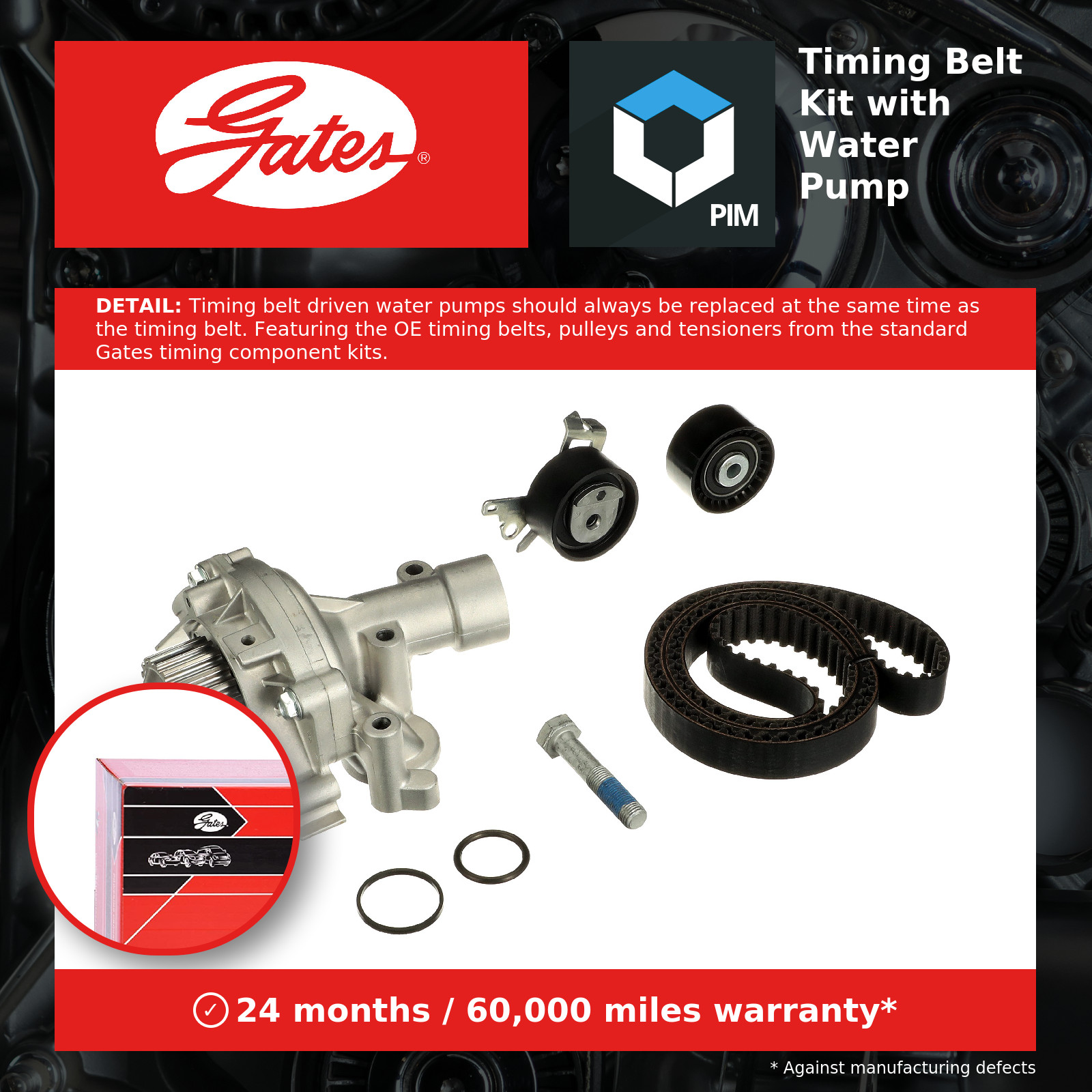 Timing Belt & Water Pump Kit KP15608XS Gates Set 1611899180 5608XS 788313165 New