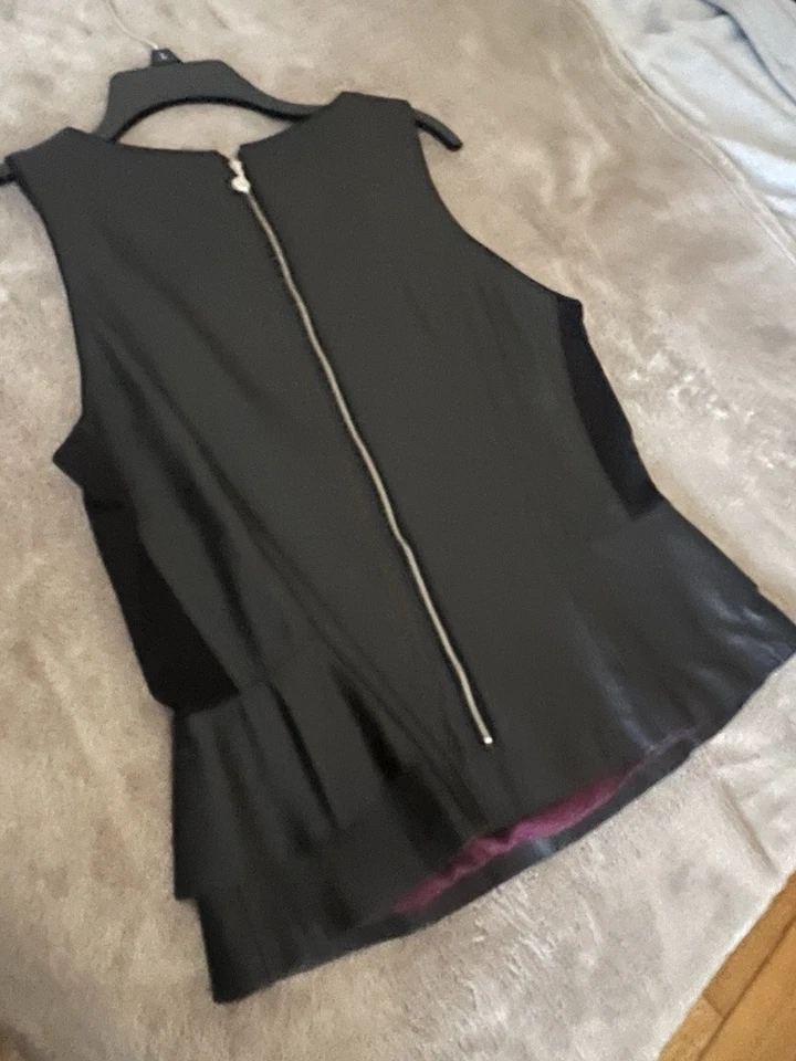 Chaleco para mujer White House Black Market 100 % forro de cuero general talla 12 nuevo Foto 4 de 4