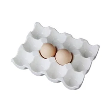12 Cups Egg Holder for Fridge,Egg Tray Holder,Pretty Ceramic Egg