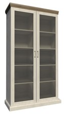 Vitrinenschrank Royal Glasvitrine 87cm Pinie skandinavisch weiß Wildeiche Landha