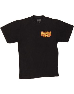 PULL & BEAR Herren Stranger Things Grafik T-Shirt Oberteil XS schwarz Baumwolle CV15