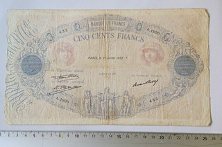 billet france 500 bleu et rose 1932 T (voir photo )