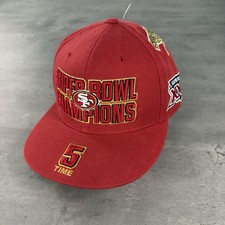 Vintage San Francisco 49ers Hat 7 3/4 Red 5x SuperBowl Patch All Over Reebok