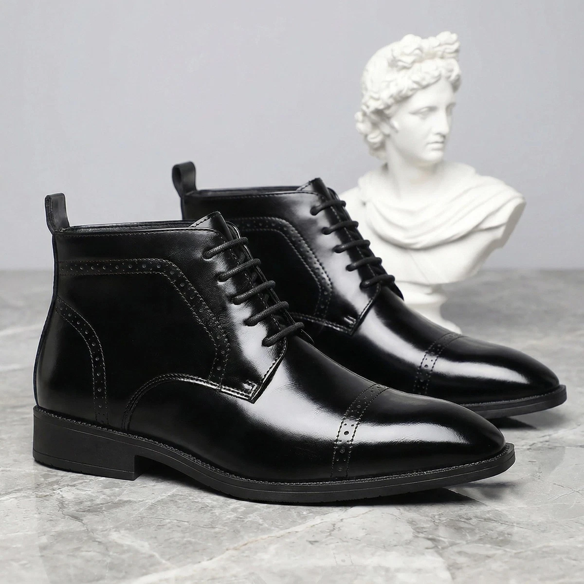 Vintage Foundry Black Leather Lace-Up Ankle Boots NWOB Men’s 8.5 Chelsea Lace Up Black Boots for Men for sale | eBay main image 2
