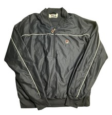 Vintage Fila Windbreaker Jacket Mens Large Blue Half Zip Pullover Lined Athletic