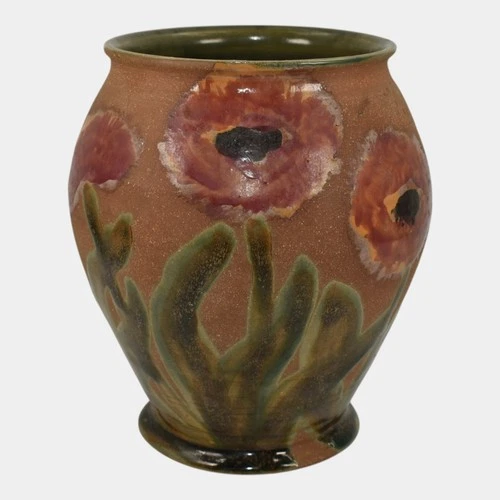 Mark Sucharski Luna Star Van Briggle Pottery Hand Painted Poppy Vase