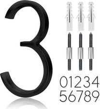 5 Inch Floating House Number, Mailbox Door Numbers Sign, Metal Modern Black