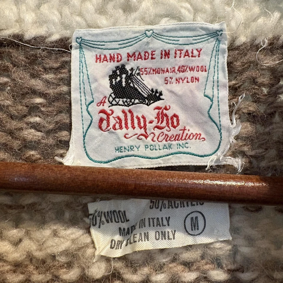 Vintage Henry Pollak Tally-Ho Sweater Womens Medium Brown Mohair Made in Italy - Image 2 of 4