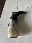 USA made Viking Drinking Horn with Leather Holder Natural Ox REN FAIRE Mead 10” — photo 1
