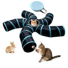 Cat Tunnel for Indoor Cats, 5 Way Cat Tubes and Tunnels Collapsible S-Shape S...