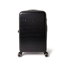 Image of Ted Baker Icon Case Medium Suitcase 68cm Black Croc 4 Wheel Luggage Travel 77L