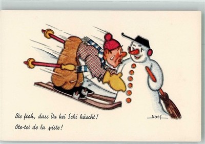 38227518 - Signed Naef Bis Glad You Don't Hate Skis Snowman Skier