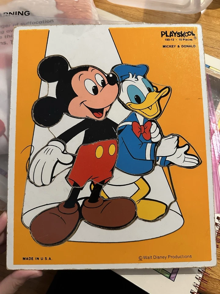 Set Of 3 VINTAGE Playskool Walt Disney Productions Wooden Puzzles Mickey Donald - Image 4 of 4