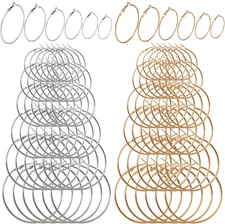 96PCS Hoop Earrings Finding, round Hypoallergenic Earring Hoops, Stainless Steel