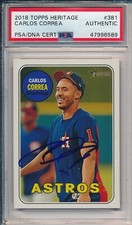 Carlos Correa Houston Astros Auto Signed 2018 Topps Heritage Card #381 ~ PSA/DNA