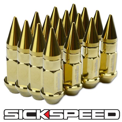 SICKSPEED 16 PC 24K GOLD SPIKED ALUMINUM 50MM LUG NUTS FOR WHEELS 12X1.5 L16 | eBay