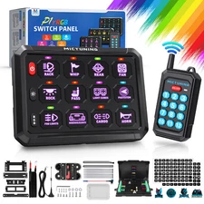 12 Gang RGB Switch Panel w/Wireless Remote Control Circuit Relay Box Car 12v-24v