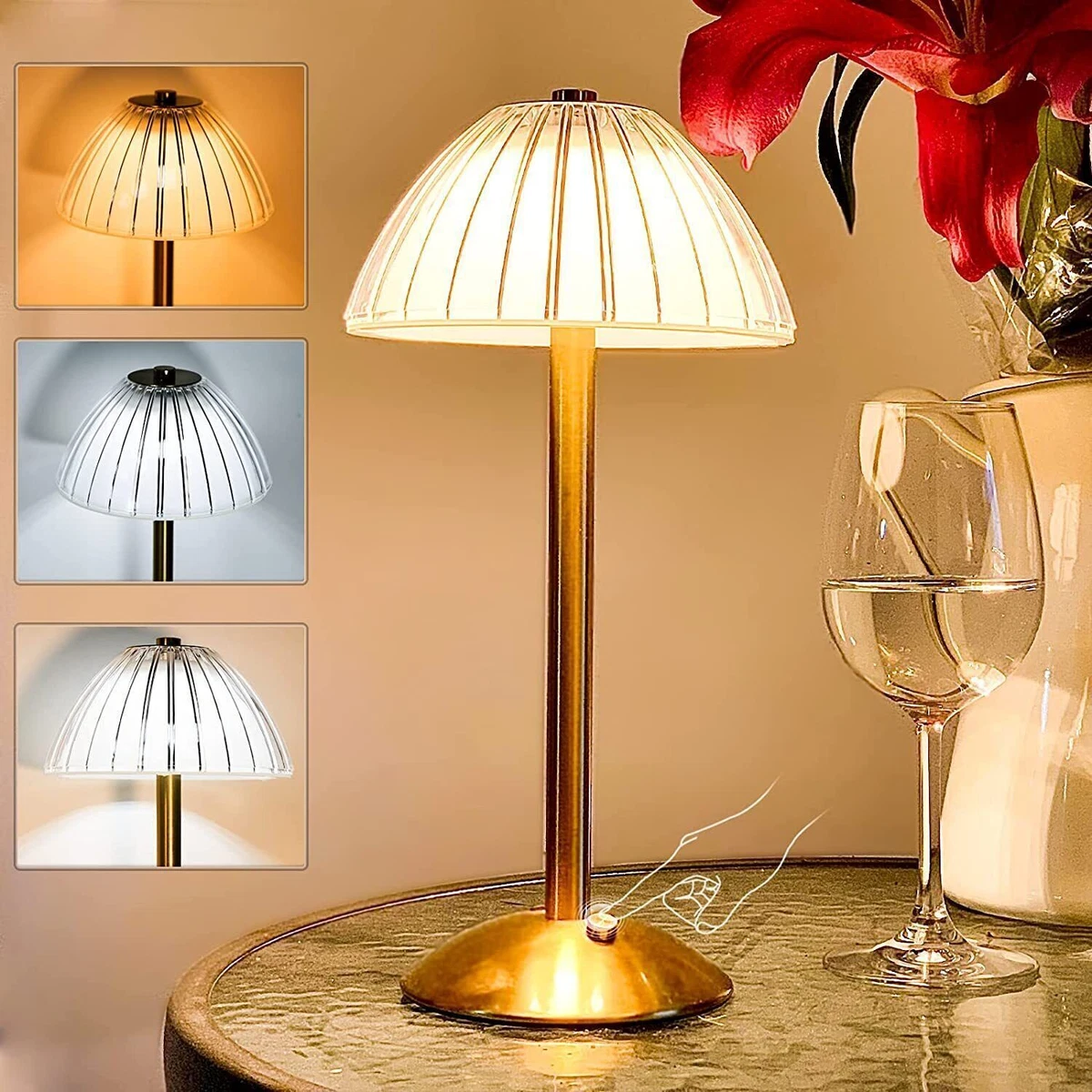 Lampe à Poser Cône Jaune Rechargeable En Métal LED IP44, 400 Lumens Cct Et Dimmable Hauteur Ajustable 3700619435831