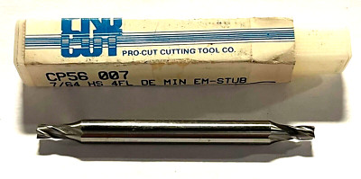 ProCut 7/64'' HSS Double End Mill Stub Length 4 Flute Center Cutting