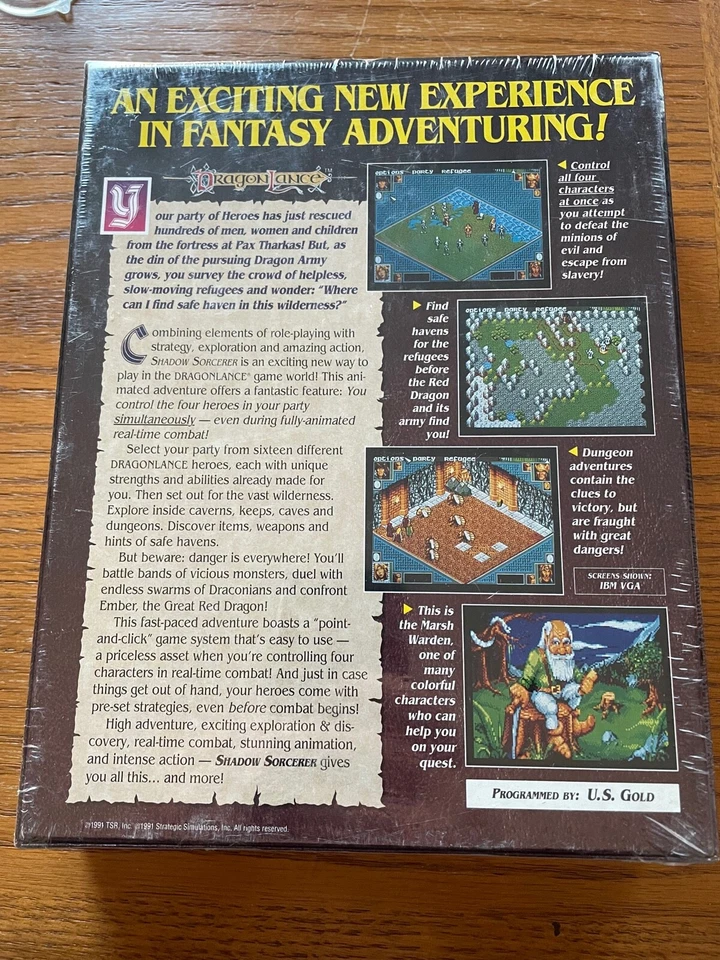 D&D IBM PC Shadow Sorcerer Dungeons Dragons Advanced NEW SEALED 1991 SSI Vintage - Image 2 of 2