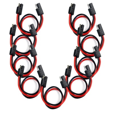 10 Pack 14 Gauge 12'' Quick Disconnect 2 Pin Polarized Molded Power Connectors