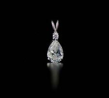 14k White Gold Pear CZ Birthstone Pendant