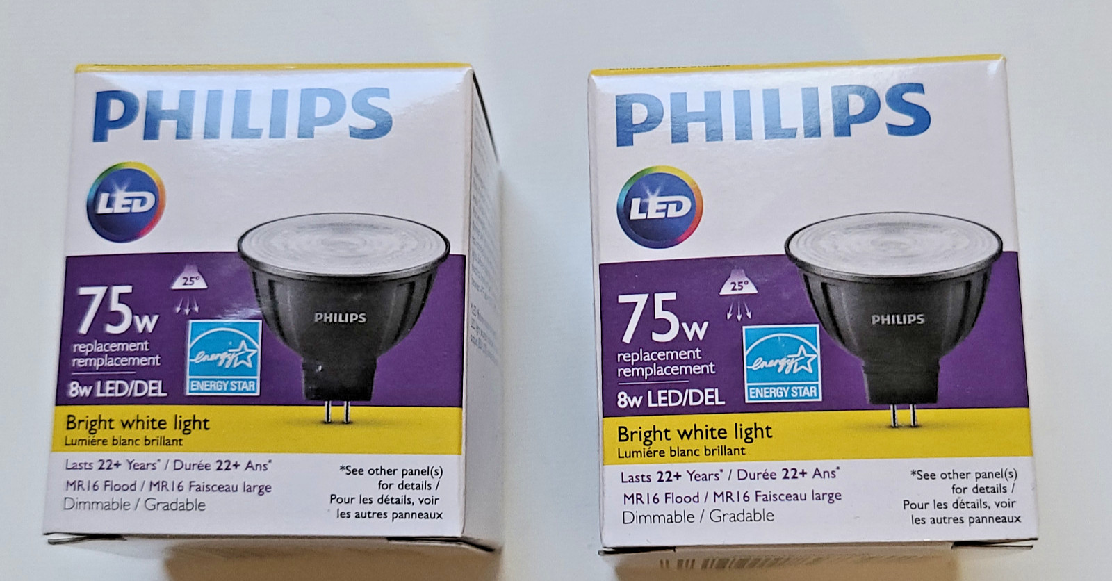 Philips 8w LED 75w Replacement Dimmable 2 Pin Light Bulb Set Of 2