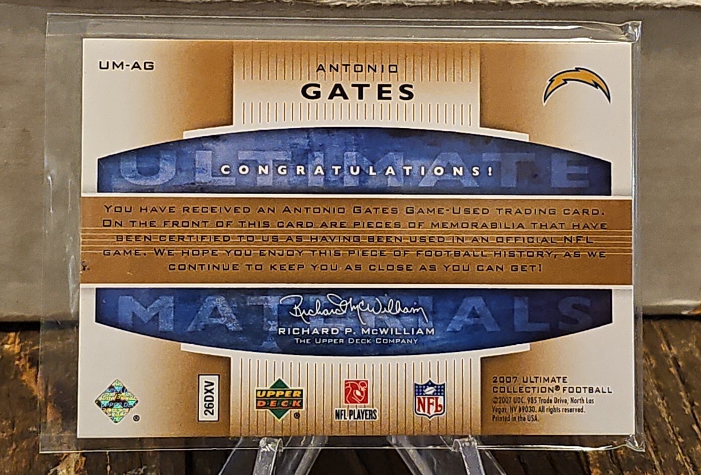 ANTONIO GATES 2007 Upper Deck Ultimate Materials 3color Patch Relic /35 Chargers