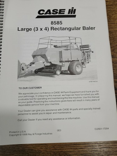 CASE IH BEDIENUNGSANLEITUNG 8585 GROSSE 3X4 RECHTECKBALLENPRESSE - Bild 2 von 2