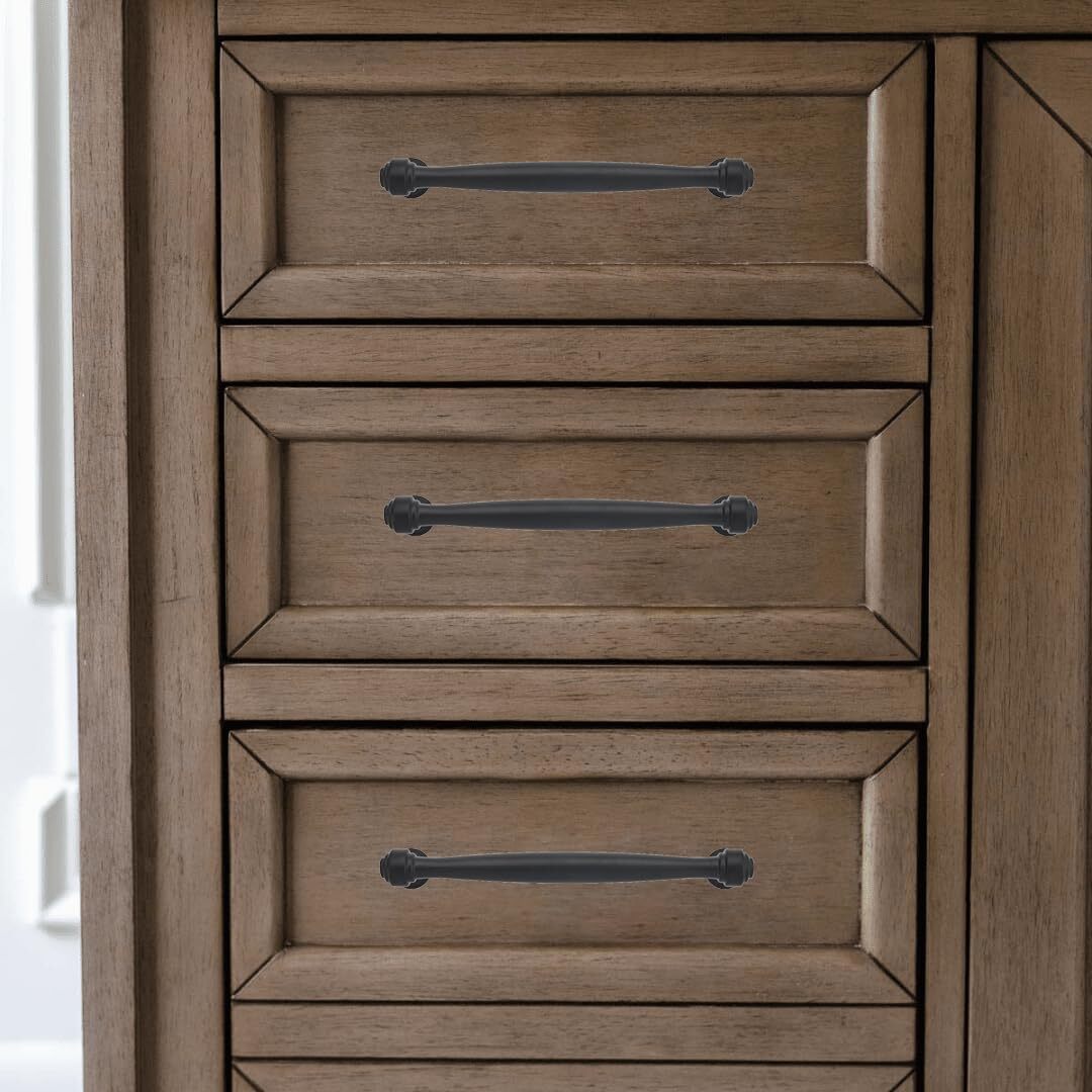 khtumeware 20 Pack 5 Inch128mm Matte Black Pulls Black Kitchen