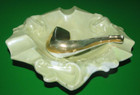 Vintage German Germany Porcelain Ashtray with Pipe Accent Gilded Iridescent — photo 1