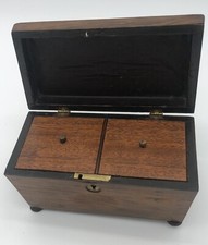Tea Caddy Wood Tea Caddy Sarcophagus Shaped Double Compartments Vtg