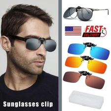 Polarized Flip Up Clip On Sunglasses Lens Driving Men Women 100% UV Protection