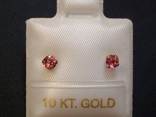 Rosa Turmalin Ohrstecker - intensiv - 3 mm - 10 Kt. Gold - 417 - Brillantschliff