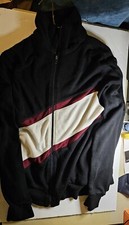 Tennis Jacket Vintage 1980s TRACK AND COURT Black White Burgundy Acrylic M