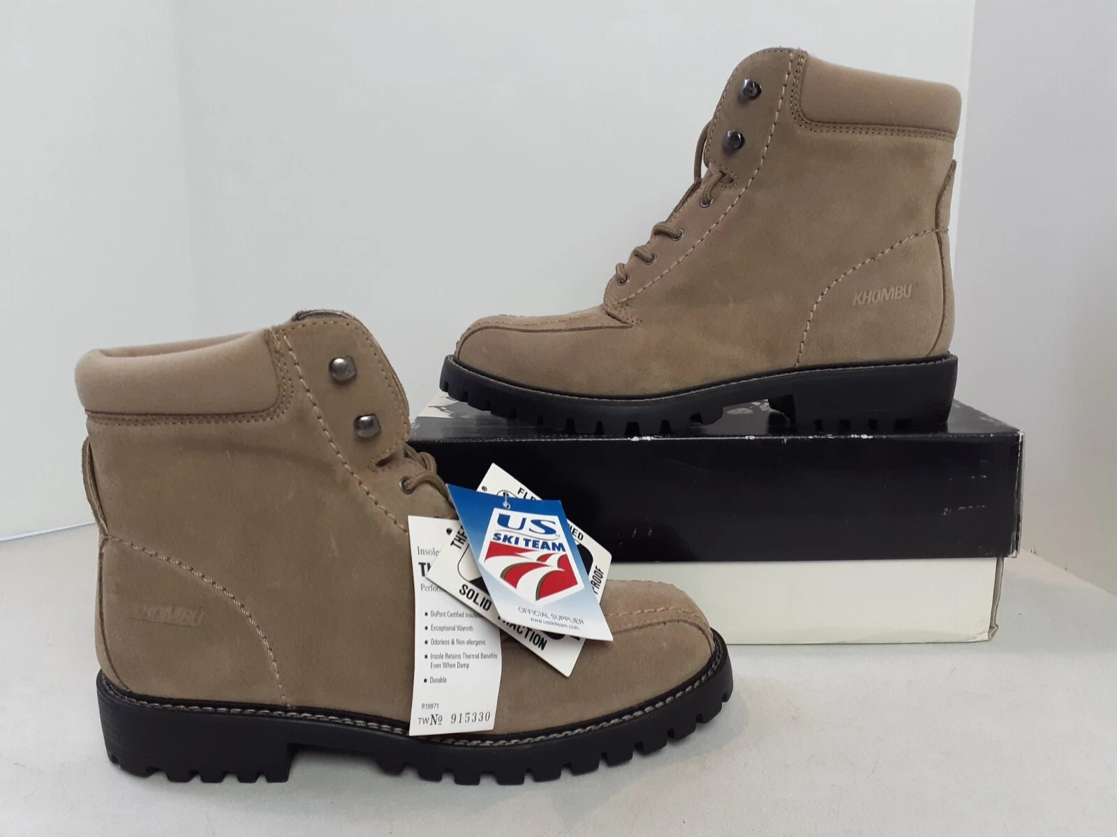 Khombu Northwoods Leather Hiking Boots Waterproof Thermolite Mens Size 11M Wheat