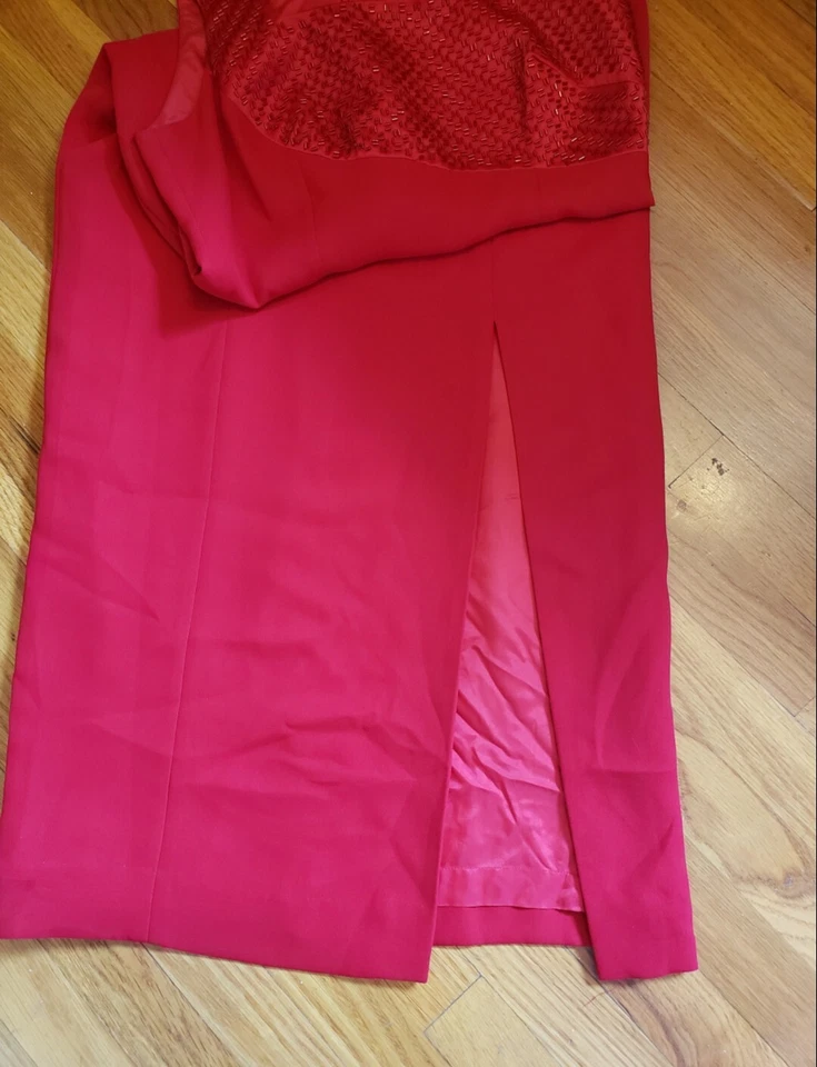 Vestido LIZ CLAIBORNE Talla 4 Rad Cuentas Largo Formal Lentejuelas Elegante Icónico abertura  Foto 4 de 4