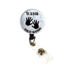 ID Badge Nurse Retractable Badge Reels / ID Holder - Wash Your Hands