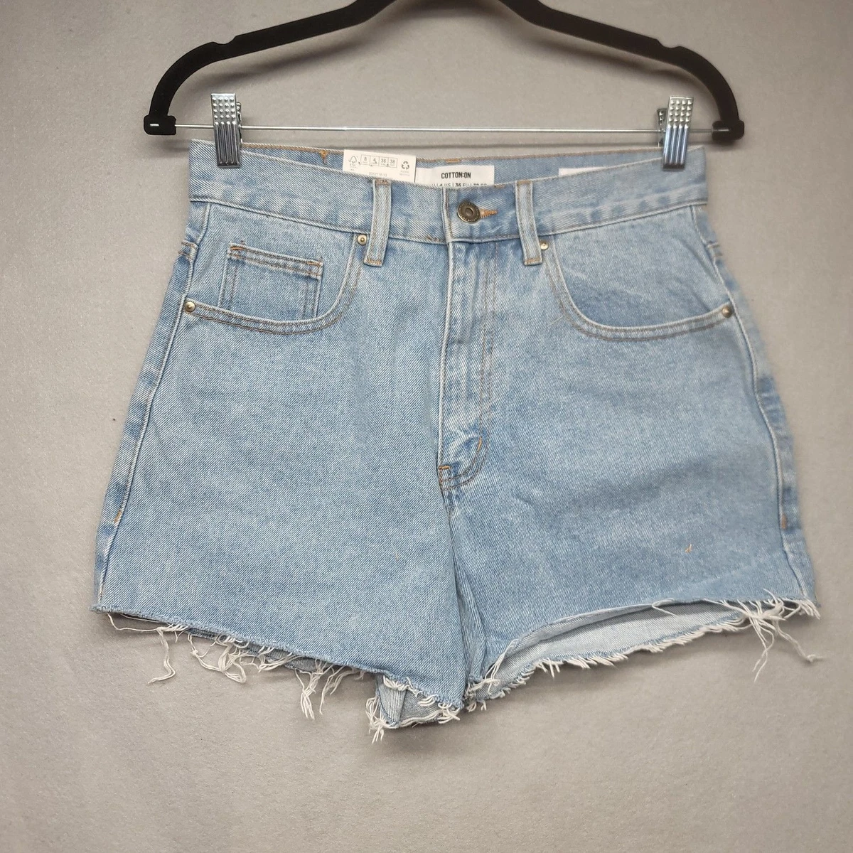 Women Blue Washed Denim High Waist A-Line Shorts